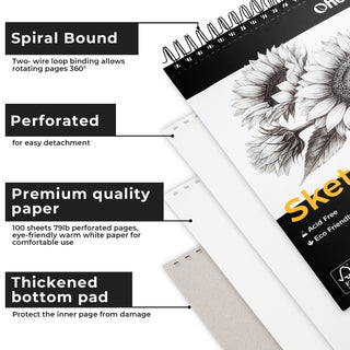 Ohuhu Tear Resistant Bamboo Fiber Drawing Sketchbook