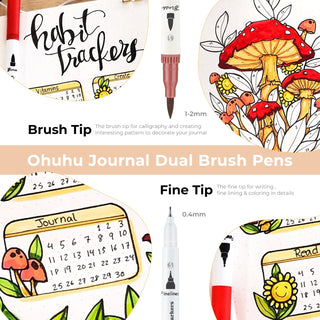 Ohuhu Maui 120 Colors Dual Tips Water Based Art Markers, Brush & Fineliner