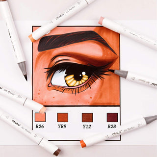 Ohuhu Honolulu 24 Skin Tone Colors Dual Tips Portrait Alcohol Art Markers