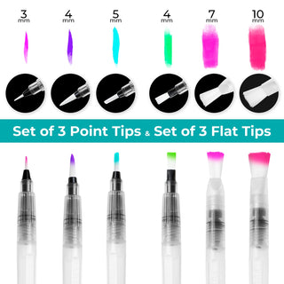 Ohuhu Watercolor Painting Brushes for Water Soluble Colored Pencils, 6 Pack