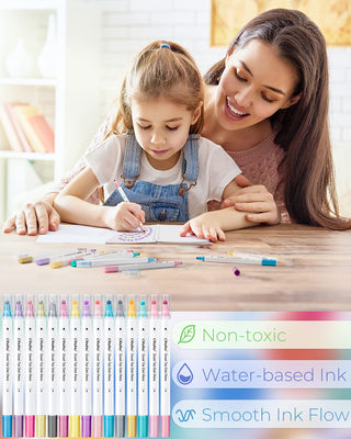Ohuhu Dual Tip Dot Markers 15 Colors Dot Marker Pens (Fine & Dot)