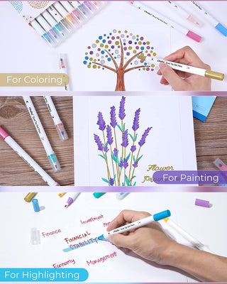 Ohuhu Dual Tip Dot Markers 15 Colors Dot Marker Pens (Fine & Dot)