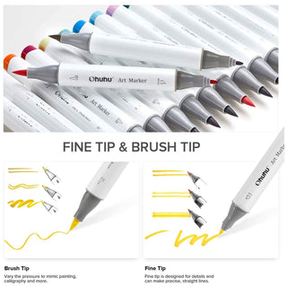 Ohuhu Honolulu 24 Skin Tone Colors Dual Tips Portrait Alcohol Art Markers