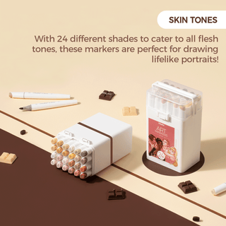 Ohuhu Kaala Four Tones Slim Broad and Fine Dual Tips Alcohol Art Markers